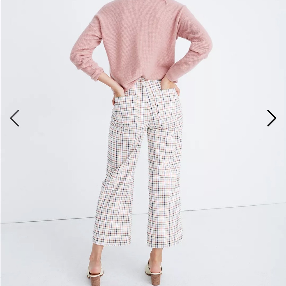 Madewell Emmett Wide-Leg Crop Pants in Rainbow Windowpane in size 30. Like new